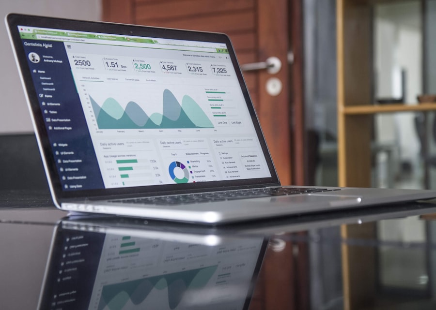 Laptop showing website analytics growth