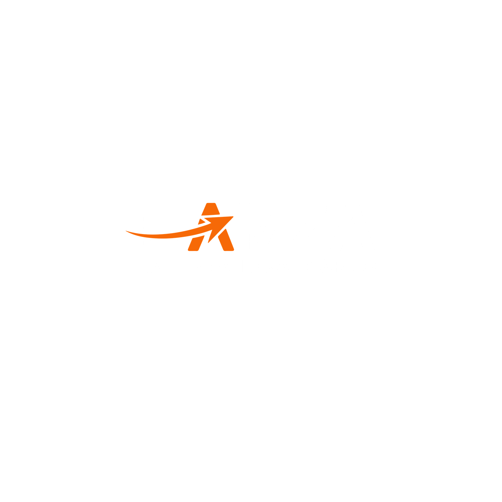 Hamza International Cargo logo in orange and navy on a white background