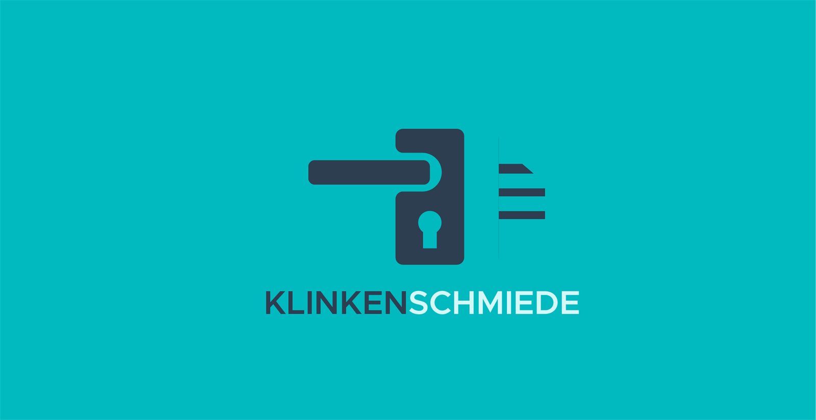 Klinkenschmiede logo design showing a lever door handle and backplate with a keyhole
